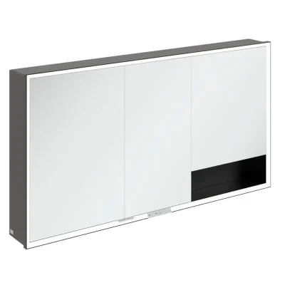 Villeroy & Boch My View+ - spoguļskapītis ar LED apgaismojumu 140x75x17 cm, 3 durvis, matēti melns B4811400