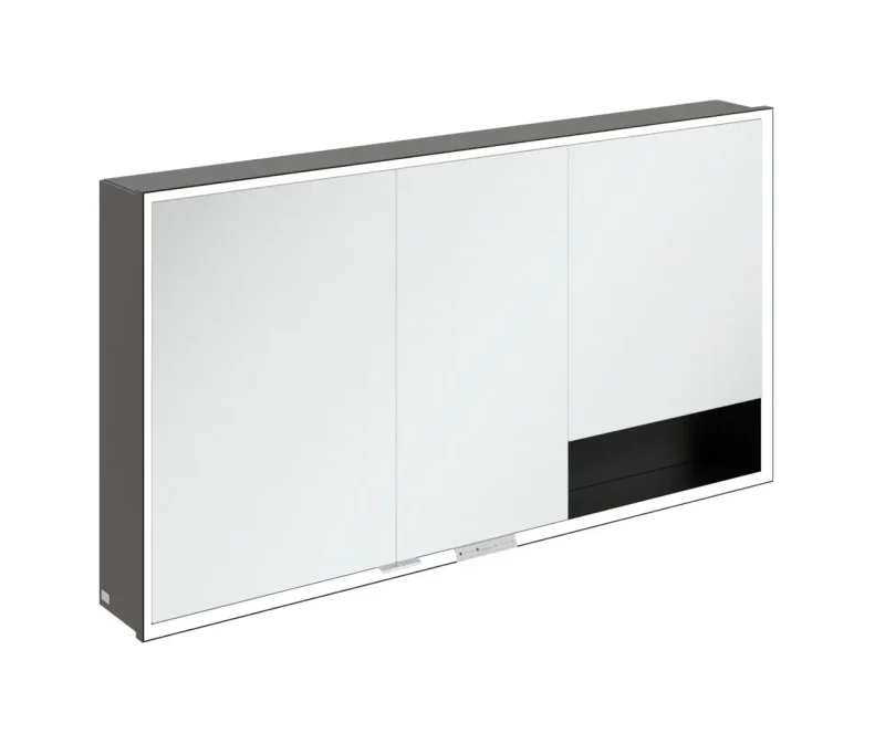 Villeroy & Boch My View+ - spoguļskapītis ar LED apgaismojumu 140x75x17 cm, 3 durvis, matēti melns B4811400