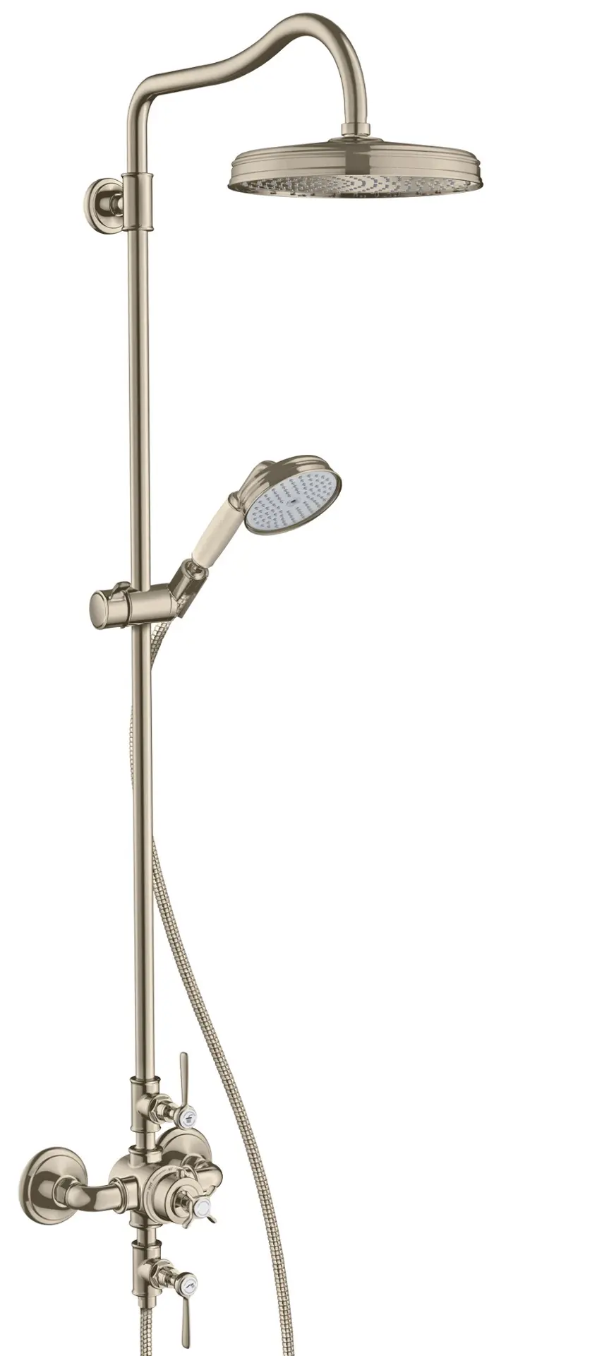 Axor Montreux - Showerpipe ar termostata maisītāju un galvas dušu 1jet, matēts niķelis 16572820