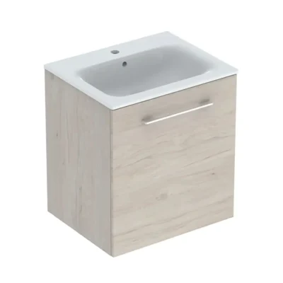 Geberit Selnova Square - izlietnes skapis 64x54x48 cm, ar izlietni, 1 durvis, gaišs Hickory riekstkoks 501.255.00.1