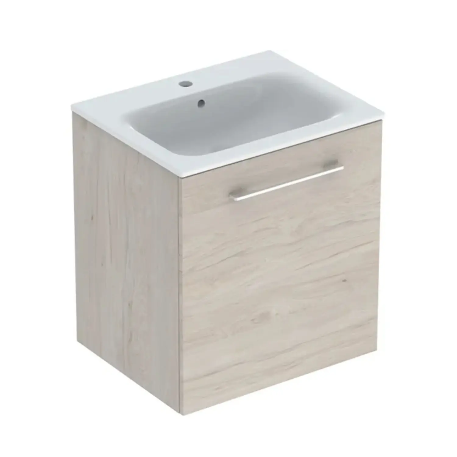 Geberit Selnova Square - izlietnes skapis 64x54x48 cm, ar izlietni, 1 durvis, gaišs Hickory riekstkoks 501.255.00.1