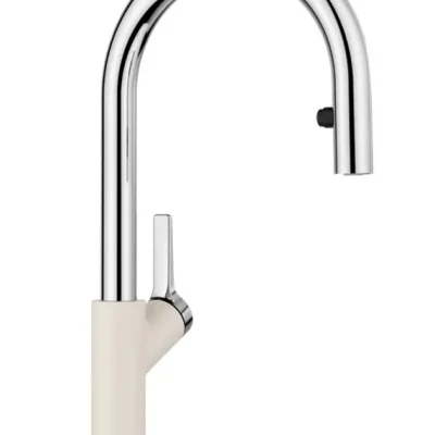 Blanco Carena S - virtuves izlietnes maisītājs ar izvelkamu dušu, soft balts/hroms 526931