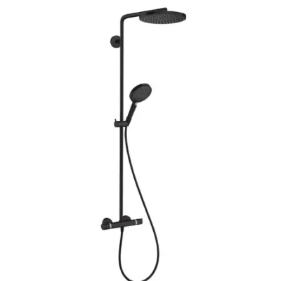 Hansgrohe Raindance S - dušas komplekts ar termostatu, diametrs 24 cm, 3 strūklas veidi, EcoSmart, matēti melns 28823670