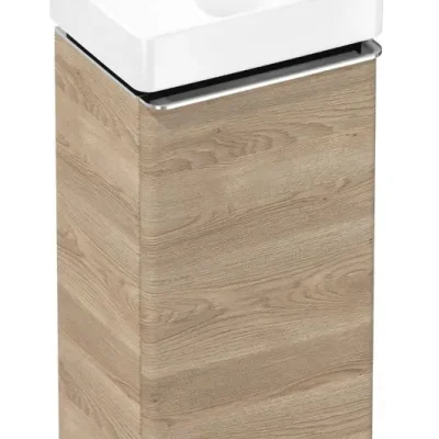 Hansgrohe Xelu Q - roku mazgāšanas izlietne ar apakškabinetu, 63x34x27 cm, 1 durvis, eņģes kreisajā pusē, dabīgs ozols/hroms 54364000