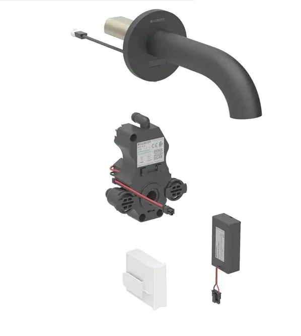 Geberit Piave - elektronisks zemapmetuma izlietnes vārsts, darbība ar baterijām, easy to clean, matēti melns 116.284.14.1