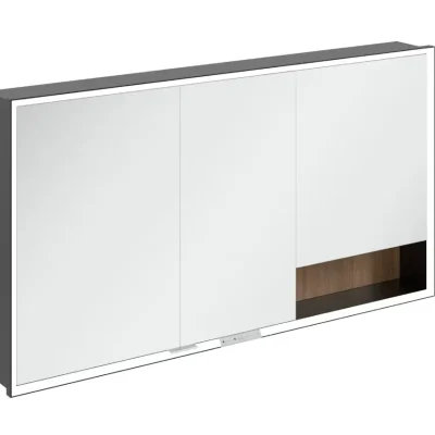 Villeroy & Boch My View+ - spoguļskapītis ar LED apgaismojumu 140x75x17 cm, 3 durvis, Kansas ozols/melns matēts B48214RH