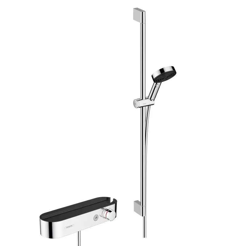 Hansgrohe Pulsify Select - relaksējoša dušas sistēma ar termostatu, 3 ūdens strūklas, ar 900mm stieni, hroms 24270000