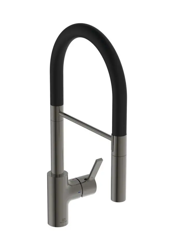 Ideal Standard Gusto - virtuves izlietnes maisītājs ar elastīgu roku un dušu, Magnetic Grey/melns BD417A5