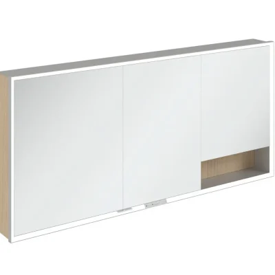 Villeroy & Boch My View+ - spoguļskapītis ar LED apgaismojumu 160x75x17 cm, 3 durvis, Nordic Oak/pelēks A48116VJ