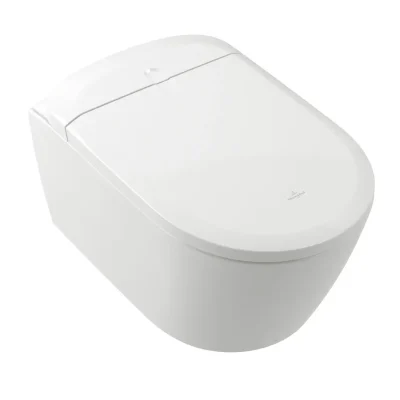 Villeroy & Boch ViClean - elektroniska bidē ar keramiku, montāžai pie sienas, DirectFlush, CeramicPlus, SoftClosing, Alpu balta V16EN2R1