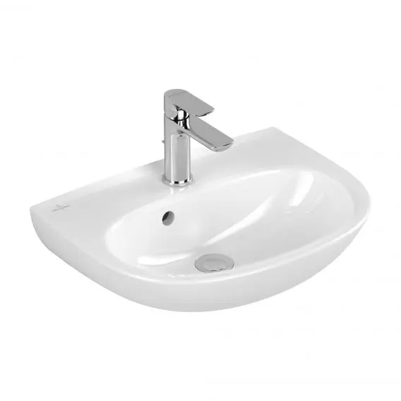 Villeroy & Boch O.novo - roku mazgāšanas izlietne 45x36 cm, ar pārplūdi, krāna caurumu, CeramicPlus, Alpu balts 434045R1