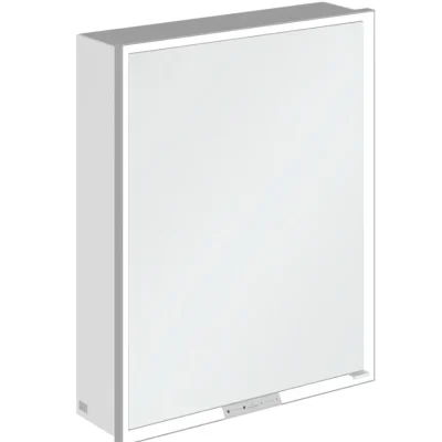 Villeroy & Boch My View+ - spoguļskapītis ar LED apgaismojumu 60x75x17 cm, 1 durvis, eņģes kreisajā pusē, Brilliant White/pelēks A4816LVE