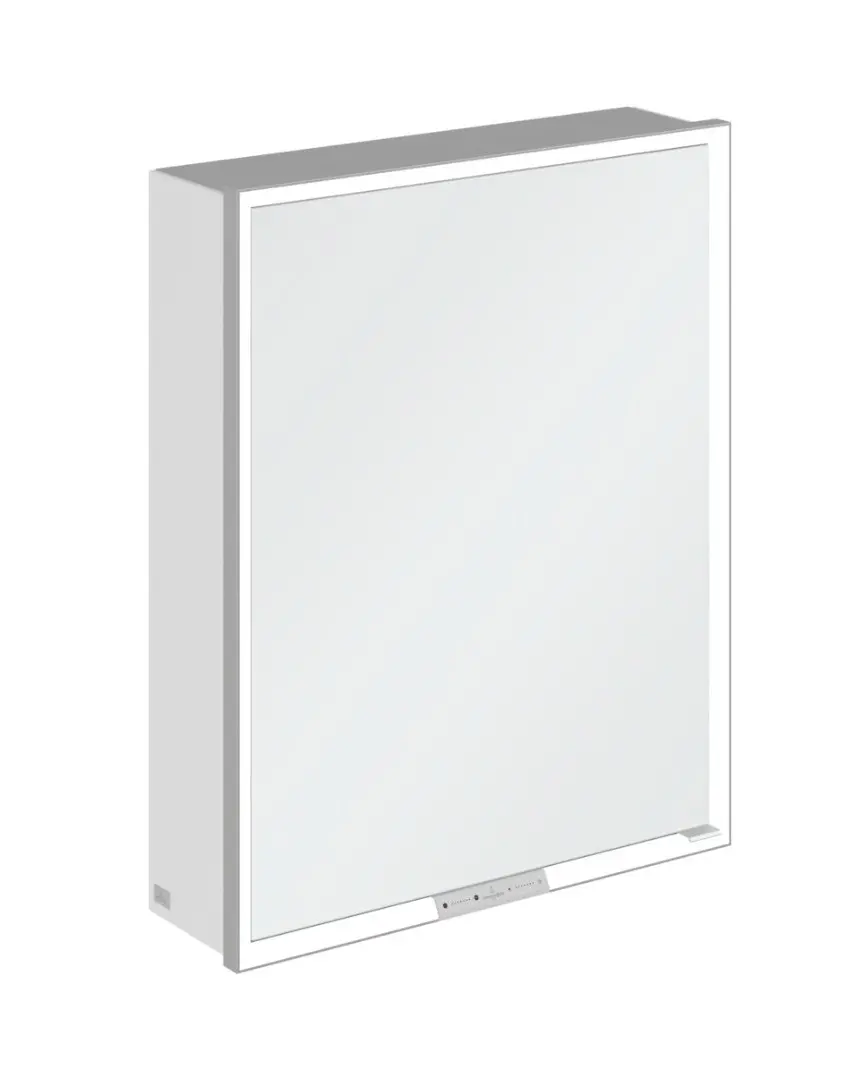 Villeroy & Boch My View+ - spoguļskapītis ar LED apgaismojumu 60x75x17 cm, 1 durvis, eņģes kreisajā pusē, Brilliant White/pelēks A4816LVE