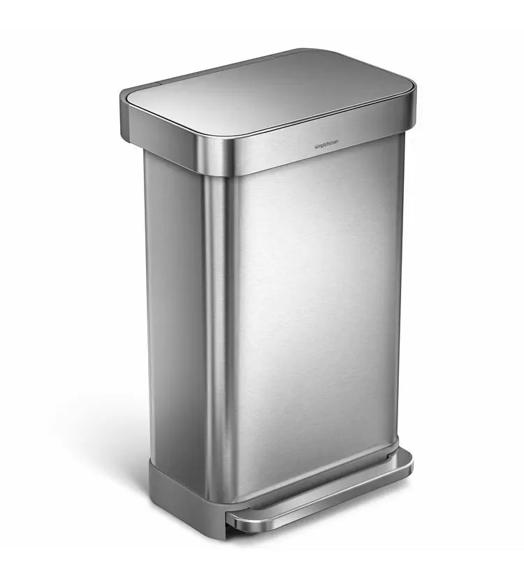 Simplehuman atkritumu tvertne - atkritumu tvertne ar maisu ieliktni, 45 l, matēts nerūsējošais tērauds CW2024