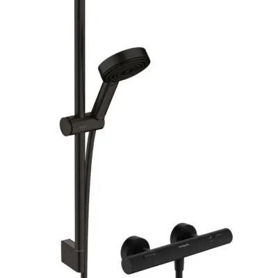 Hansgrohe Pulsify Select S - dušas komplekts ar termostatu, 3 strūklu veidi, EcoSmart, matēti melns 24262670