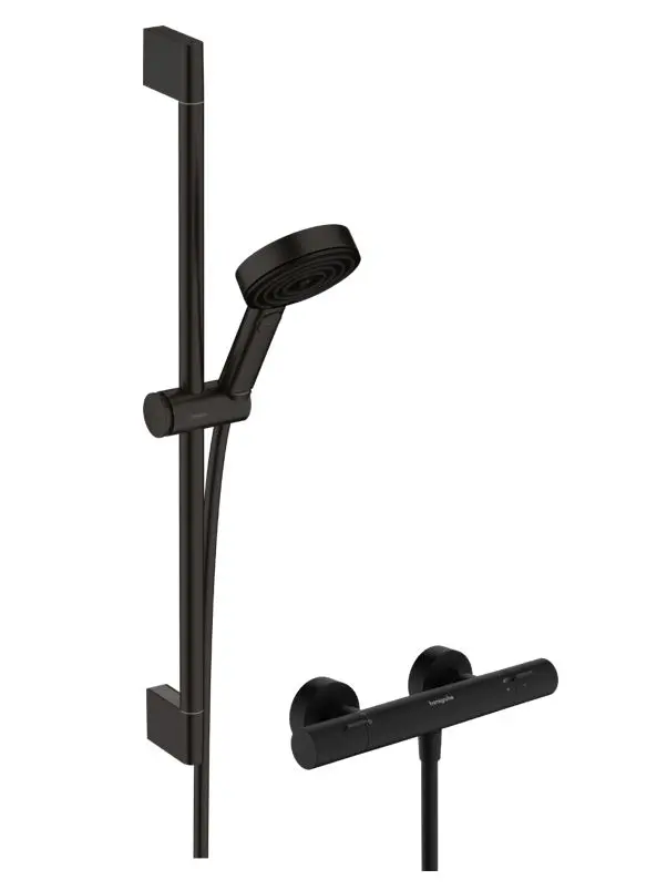 Hansgrohe Pulsify Select S - dušas komplekts ar termostatu, 3 strūklu veidi, EcoSmart, matēti melns 24262670