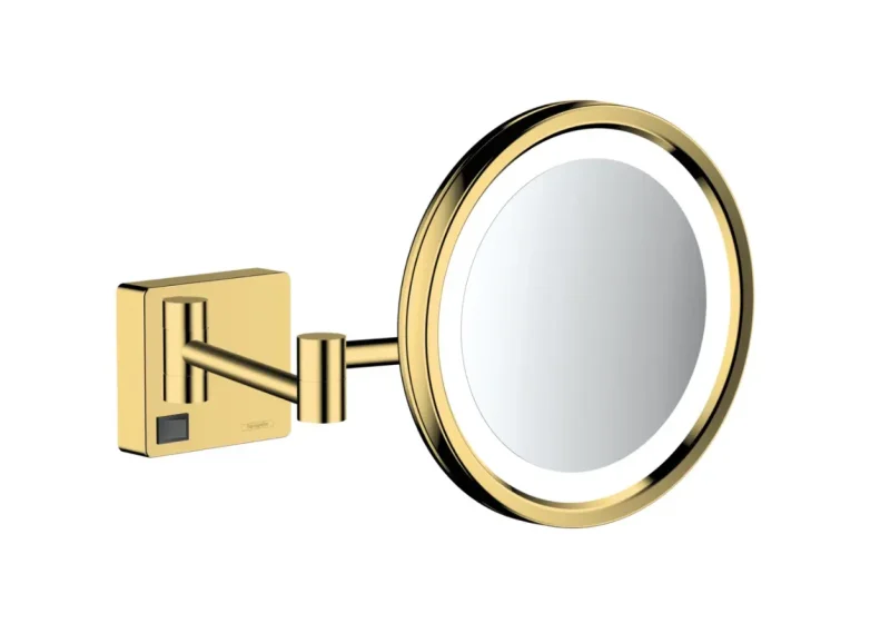 Hansgrohe AddStoris - sienas kosmētikas spogulis ar LED apgaismojumu, pulēta zelta apdare 41790990