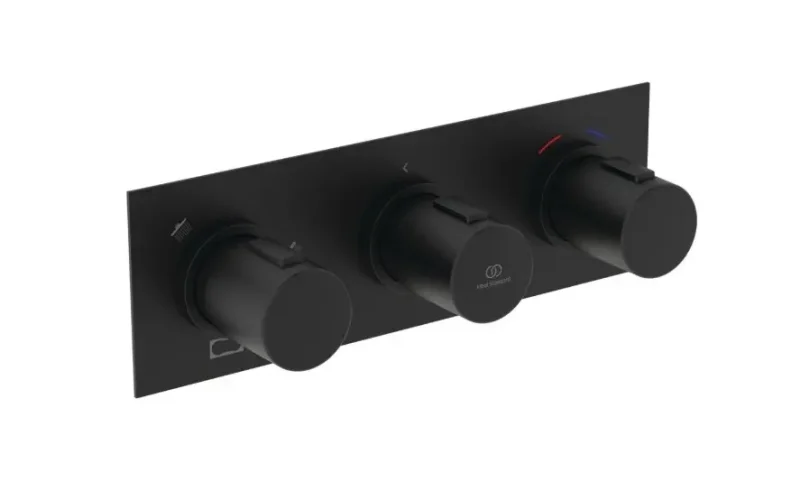 Ideal Standard Ceratherm C100 - zemapmetuma termostata dušas maisītājs 3 patērētājiem, ar pamatkorpusu, matēti melns A7664XG