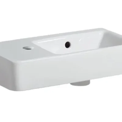 Geberit Selnova - izlietne 50x25 cm, ar pārplūdi, 1 jaucējkrāna caurumu kreisajā pusē, balta 501.506.00.7