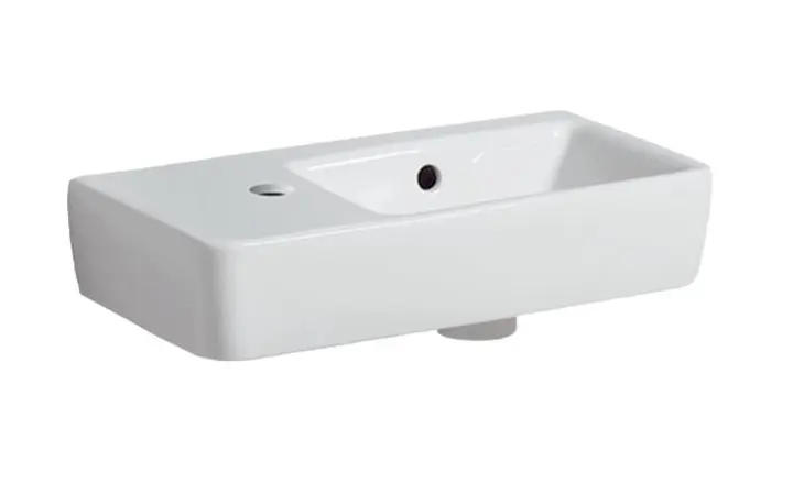Geberit Selnova - izlietne 50x25 cm, ar pārplūdi, 1 jaucējkrāna caurumu kreisajā pusē, balta 501.506.00.7