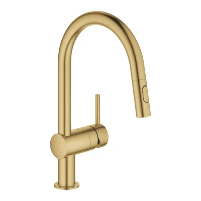 Grohe Minta - virtuves izlietnes maisītājs ar izvelkamu dušu, birstēts Cool Sunrise 32321GN2