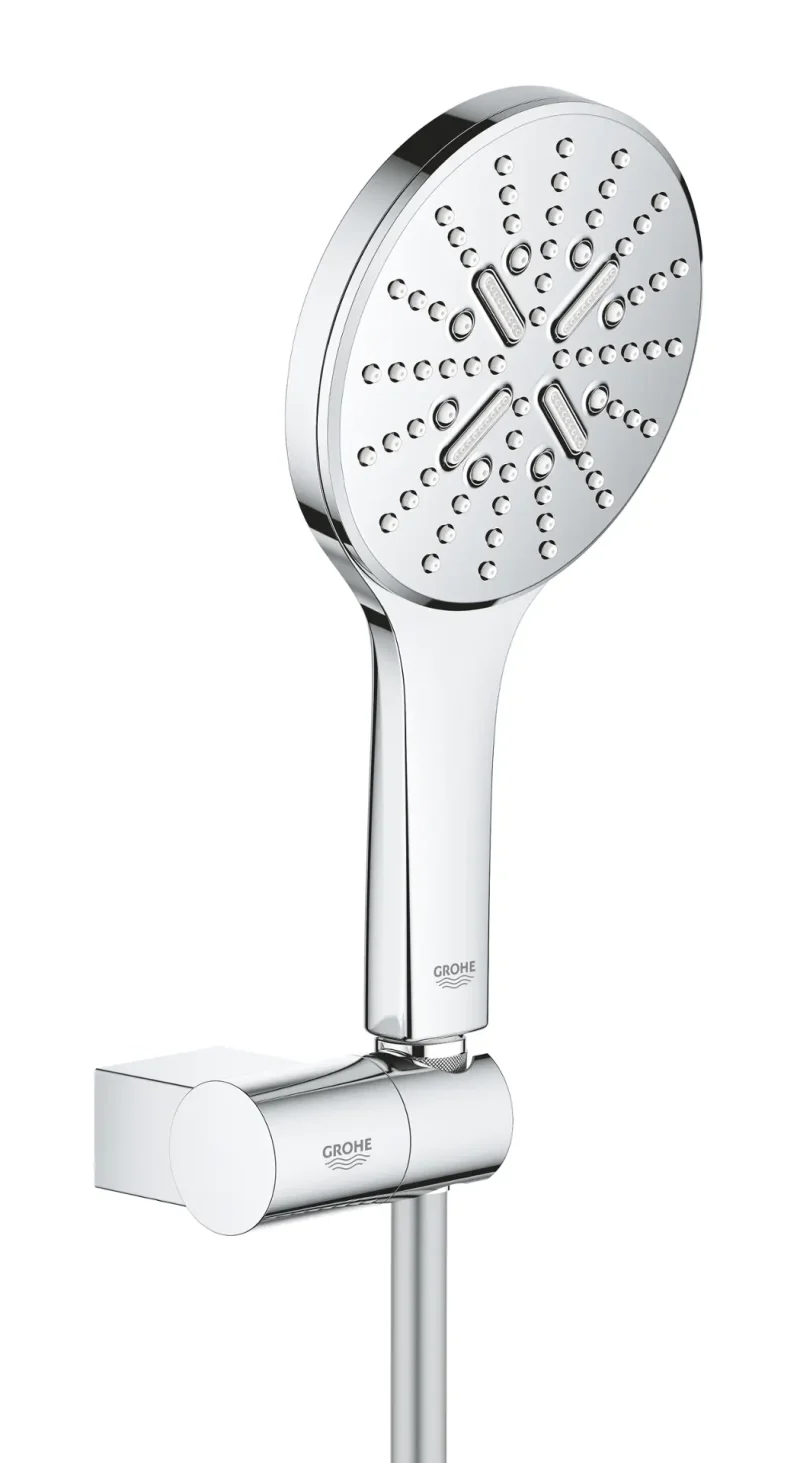 Grohe Rainshower SmartActive - sienas turētāja komplekts 130 9,5 l/min, 3 strūklas veidi, rokas dušas turētājs un dušas šļūtene, hroms 26580000