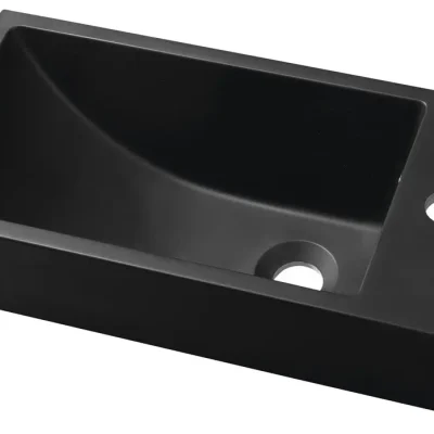 Sapho Small - roku mazgājamā izlietne, 50x25 cm, ar pārplūdi, jaucējkrāna caurums labajā pusē, matēti melna SM016B