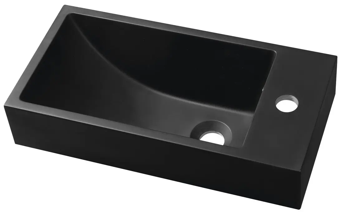 Sapho Small - roku mazgājamā izlietne, 50x25 cm, ar pārplūdi, jaucējkrāna caurums labajā pusē, matēti melna SM016B