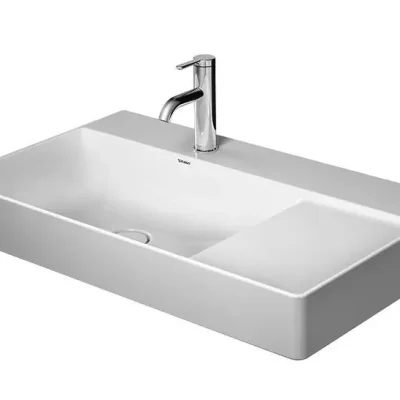 Duravit DuraSquare - izlietne 80x47 cm, ar 1 jaucējkrāna atveri kreisajā pusē, DuraCeram, Alpu balts 2348800041