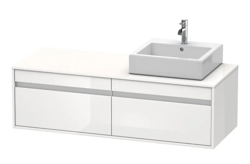 Duravit Ketho - izlietnes skapītis 43x140x55 cm, labais, ar 2 atvilktnēm, balts spīdīgs KT6697R2222
