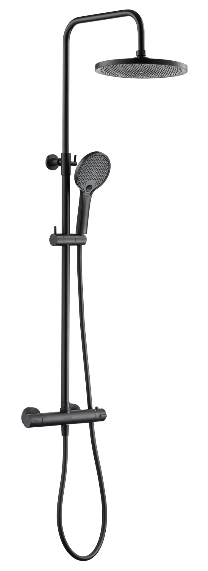 kielle Nefia - dušas sistēma ar termostatu, 24 cm, 3 strūklas veidi, matēti melns 20627014E
