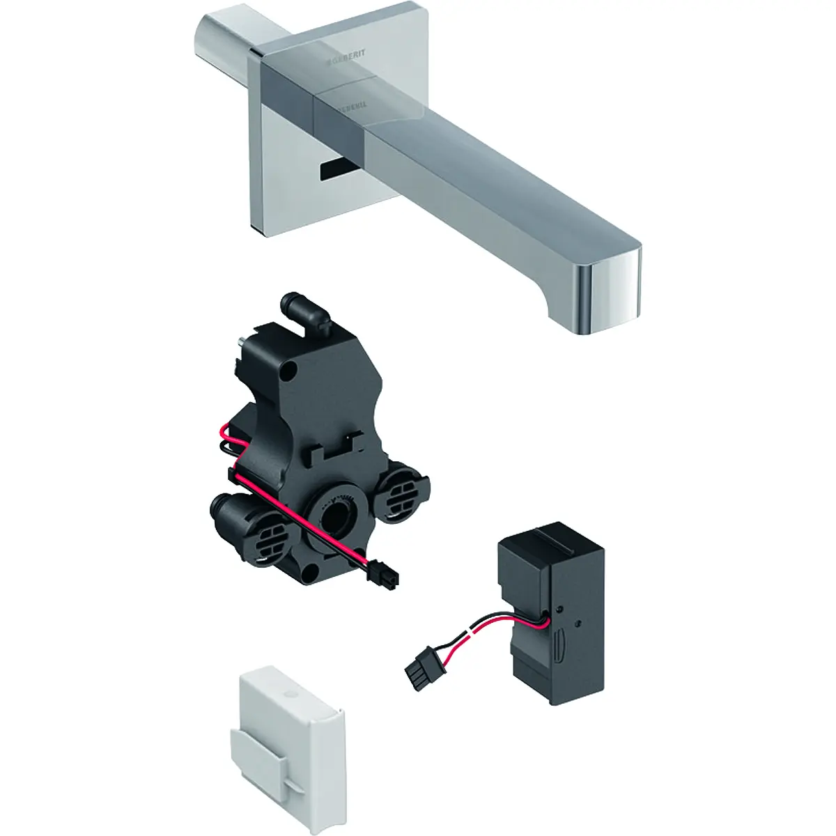 Geberit Brenta - Elektroniska izlietnes maisītājs Brenta, montāža pie sienas, bez maisītāja, garums 220 mm, tīkla barošana, hroms 116.291.21.1