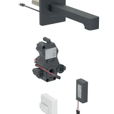 Geberit Brenta - elektroniska izlietnes maisītājs zemapmetuma, bateriju darbība, easy to clean, matēti melns 116.294.14.1