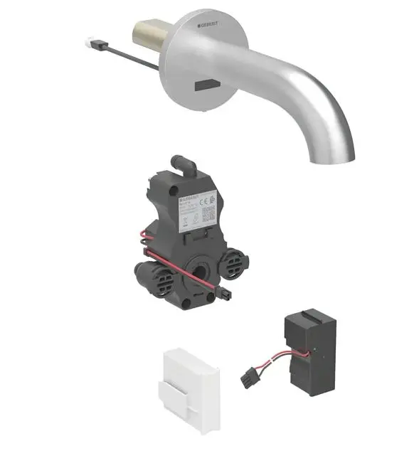 Geberit Piave - elektronisks izlietnes maisītājs zemapmetuma montāžai, darbība no tīkla, easy to clean, matēts nerūsējošais tērauds 116.282.SN.1