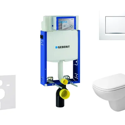 Geberit Kombifix - priekšsienas montāžas komplekts, WC ar sēdekli, D-Code, bez apmales, SoftClose, vadības plate Sigma20, balts/hroms spīdīgs 110.302.00.5 NH5