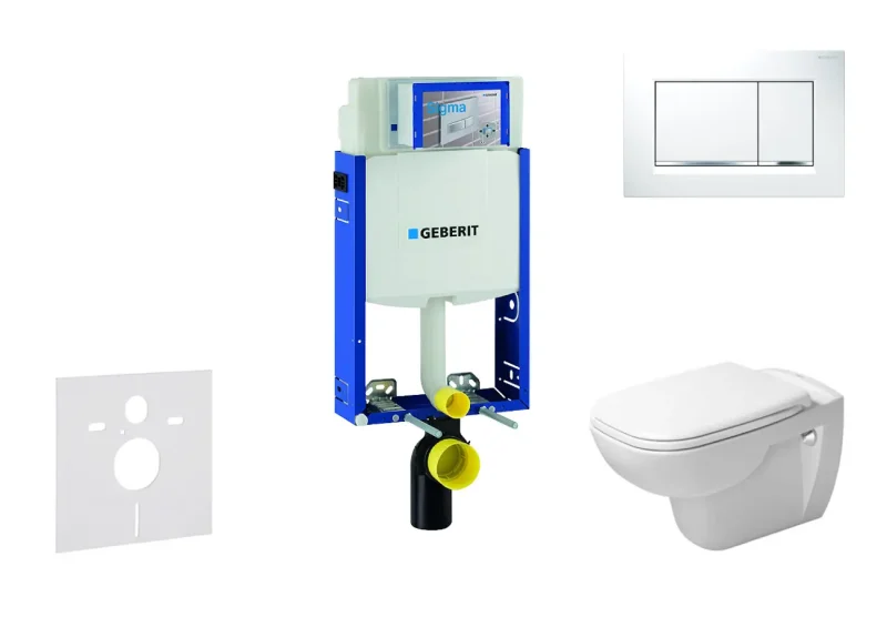 Geberit Kombifix - priekšsienas montāžas komplekts, WC ar sēdekli, D-Code, bez apmales, SoftClose, vadības plate Sigma20, balts/hroms spīdīgs 110.302.00.5 NH5