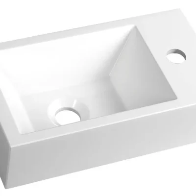Sapho - rokas izlietne Amarok 40x22 cm, caurums jaucējkrānam labajā pusē, marmora lējums, balta AR500