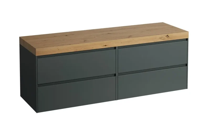 Laufen Lani - izlietnes apakšskapis, 157x50x58 cm, 4 atvilktnes, pelēks/ozols H4065901122661