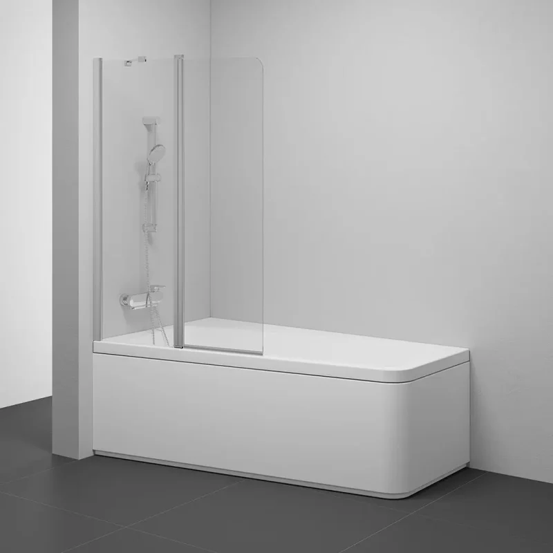 Ravak 10° - Divdaļīgs vannas aizslietnis 10CVS2, kreisais, 99x150 cm, Satin/caurspīdīgs stikls 7QLA0U03Z1