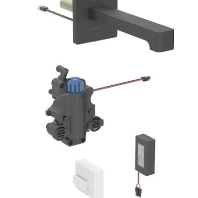 Geberit Brenta - elektroniska termostata izlietnes maisītājs zemapmetuma montāžai, darbība ar baterijām, easy to clean, matēti melns 116.278.14.1
