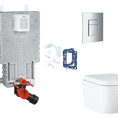 Grohe Uniset - komplekts zemapmetuma elements, WC ar SoftClose sēdekli, Skate Cosmopolitan vadības plati un Fresh pārbūves komplektu, Triple Vortex, hroms SANI15BB2115