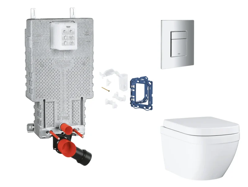 Grohe Uniset - komplekts zemapmetuma elements, WC ar SoftClose sēdekli, Skate Cosmopolitan vadības plati un Fresh pārbūves komplektu, Triple Vortex, hroms SANI15BB2115