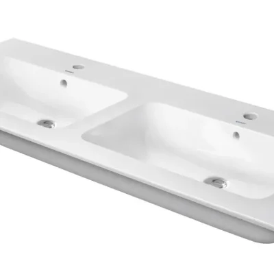 Duravit ME by Starck - mēbeļu dubultizlietne 130x49 cm, ar 2 caurumiem jaucējkrāniem, Alpu balts 2336130000