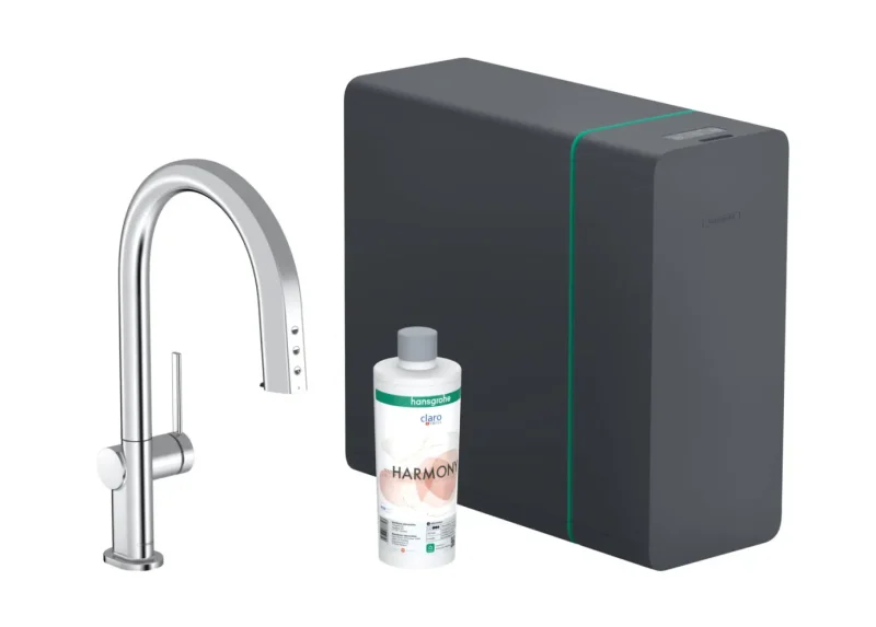 Hansgrohe Aqittura M91 - virtuves izlietnes maisītājs ar izvelkamu izteku, SodaSystem, sBox, hromēts 76836000