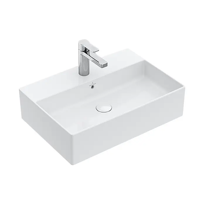 Villeroy & Boch Memento 2.0 - uzliekamā izlietne Compact, 60x42 cm, ar pārplūdi, ar jaucējkrāna caurumu, CeramicPlus, Alpu balts 4A0760R1