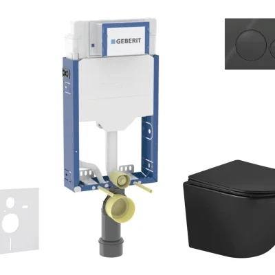 Geberit Kombifix - komplekts priekšsienas elements, WC Oudee ar SoftClose sēdekli un Sigma20 vadības plati, melns spīdīgs/melns matēts SANI15CA5507