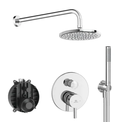 Ideal Standard CeraLine - dušas komplekts ar zemapmetuma maisītāju, ar iebūvētu korpusu, diametrs 20 cm, hroms BD192AA