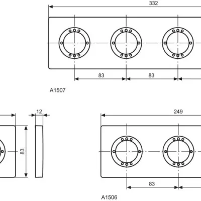Ideal Standard Archimodule - pārsega rozete, 2 caurumi, 100 x 183 mm, Hroms A963725AA