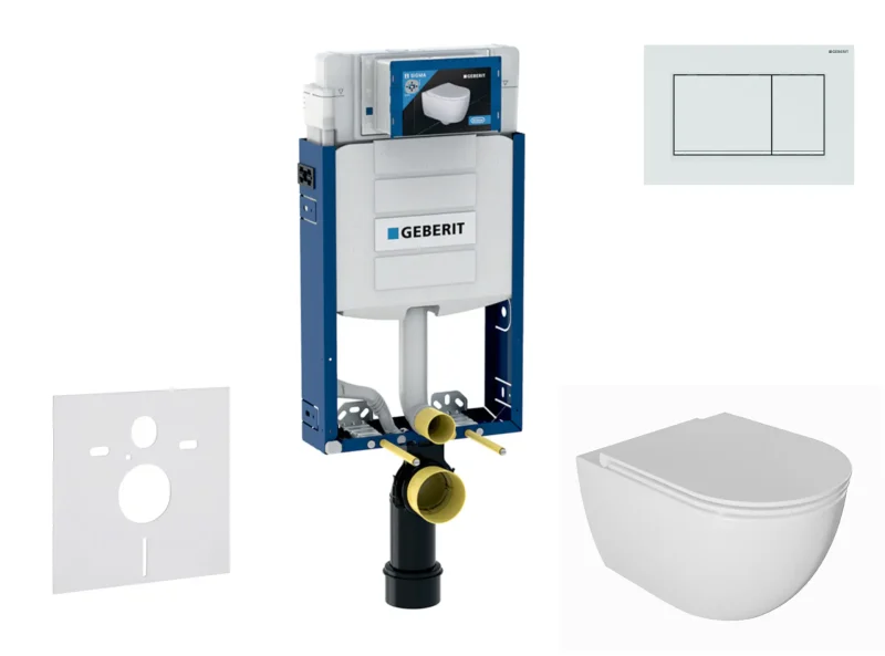 Geberit Kombifix - komplekts priekšsienas elements, WC Oudee ar Softclose sēdekli un Sigma20 vadības plati, balts/matēti balts SANI15CA3124