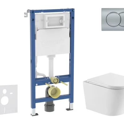 Geberit Duofix - priekšsienas elementa komplekts, Nefia WC ar SoftClose sēdekli un Delta01 vadības plati, hroms matēts SANI11CA2108